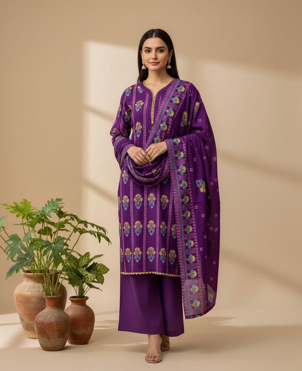 3PC Printed Linen AP – 379