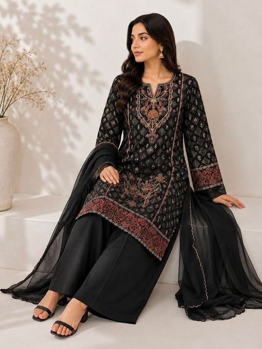 Zehra Noir Embroidered 3PC