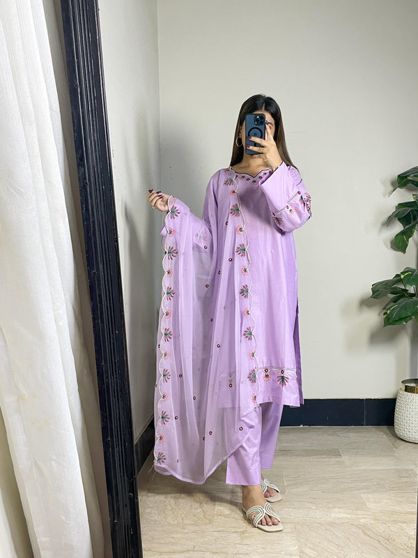 3PC embroidered cotton AP – 347
