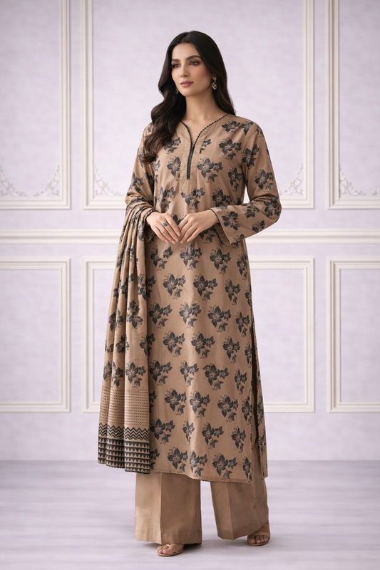 3PC Printed Linen AP – 379