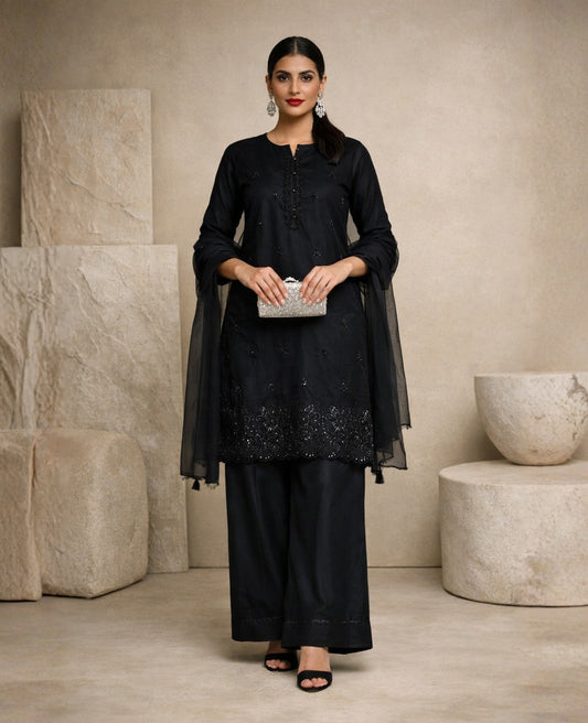 Meher Zoya – Black Embroidered 3PC