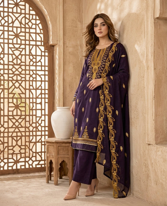 Areeba Shah – Embroidered Cotton 3PC