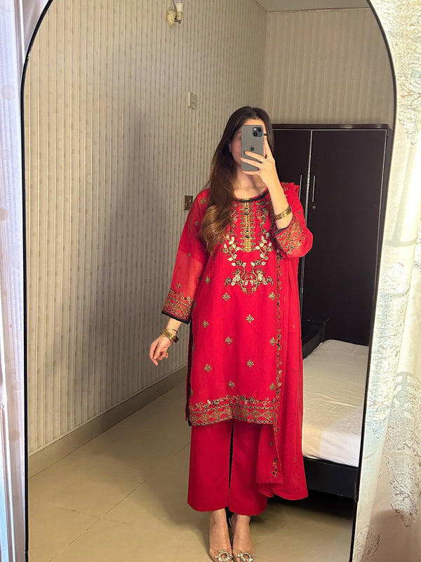 3PC embroidery chiffon AP – 305