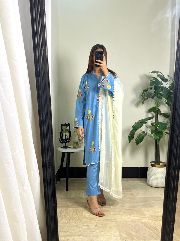 3PC embroidered cotton AP – 331