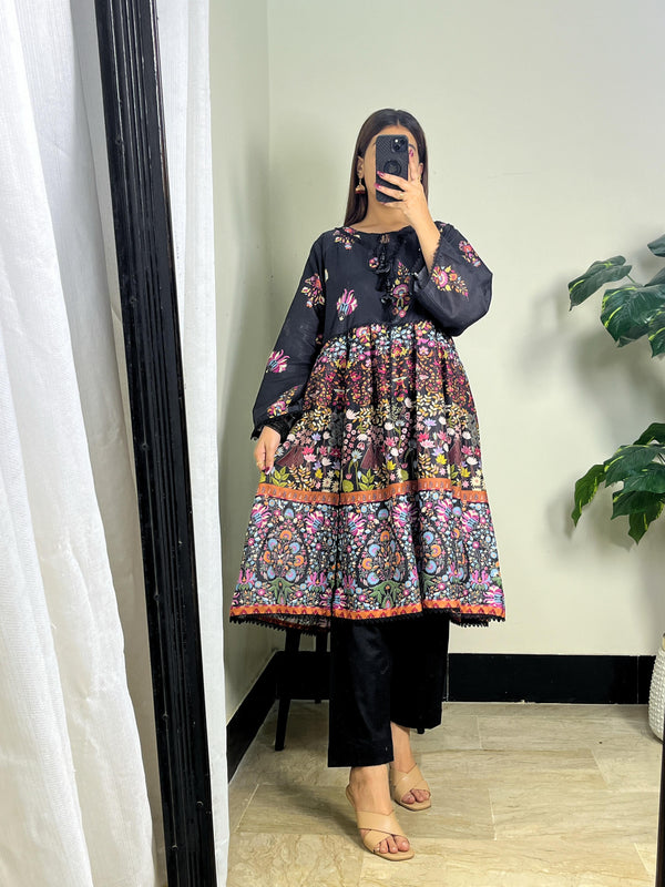 2PC Printed Lawn Frock AP-337