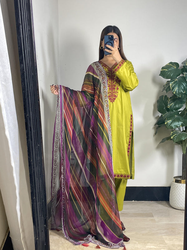 3PC embroidered cotton AP – 343