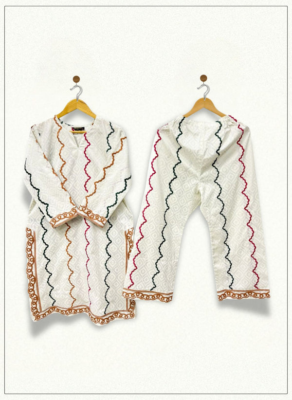 2PC Cotton Embroidery  AP – 366